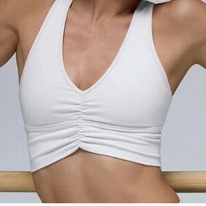 ALO White Ruched Sports Bra